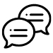 two speech bubbles overlapping, representing communication and conversation, chat icons, modern design